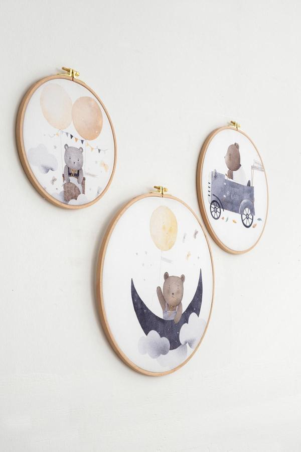 Montisu Mibabies; Mouse And Fox 3'Lü Duvar Süsü, Canlı Pigmentli, Digital Baskı, Dekoratif Tablo - Image 1