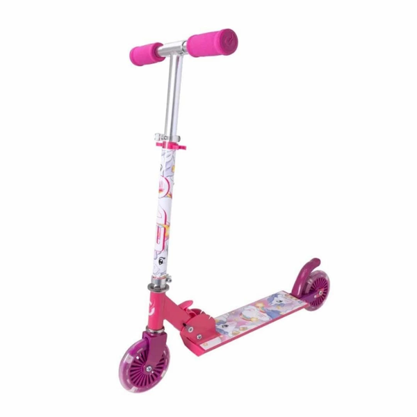 Evo 2 Tekerlekli Katlanabilir Unicorn Inline Işıklı Scooter Kız Erkek Çocuk Oyuncak Eğitici Oyuncakl - Image 1