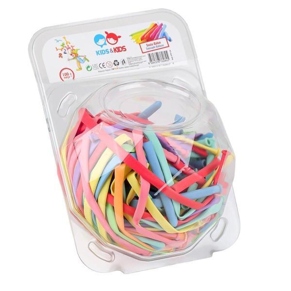 SRT-130 Sosis Balon Karışık Renk 100lü Kız Erkek Çocuk Oyuncak Eğitici Oyuncaklar - Image 1