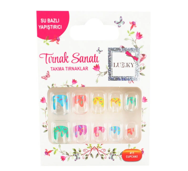Lukky Şekerleme Baskılı Yapışkanlı Takma Tırnak Seti Kız Erkek Çocuk Oyuncak Eğitici Oyuncaklar - Image 1