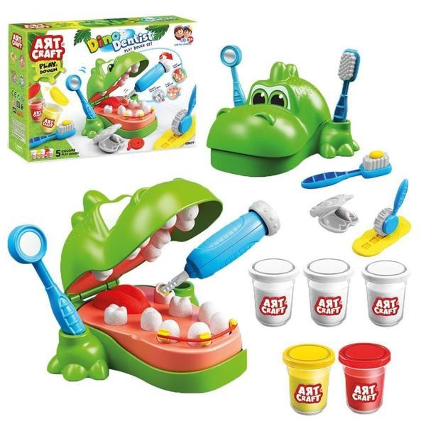 Oyun Hamuru Dişci Dinazor Oyuncak Seti Kız Erkek Çocuk Oyuncak Eğitici Oyuncaklar - Image 1