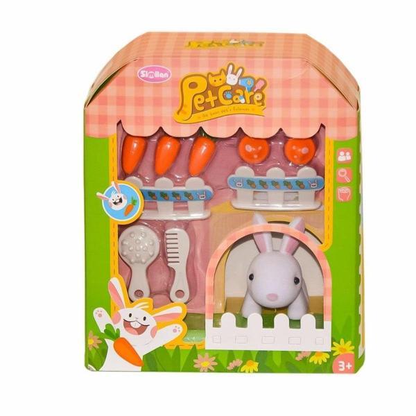 Evcil Hayvan Bakım Seti Tavşanlı Kız Erkek Çocuk Oyuncak Eğitici Oyuncaklar - Image 1
