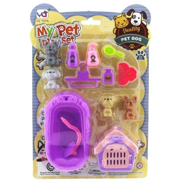 Mor Küvetli Evcil Hayvan Bakım Seti Kız Erkek Çocuk Oyuncak Eğitici Oyuncaklar - Image 1