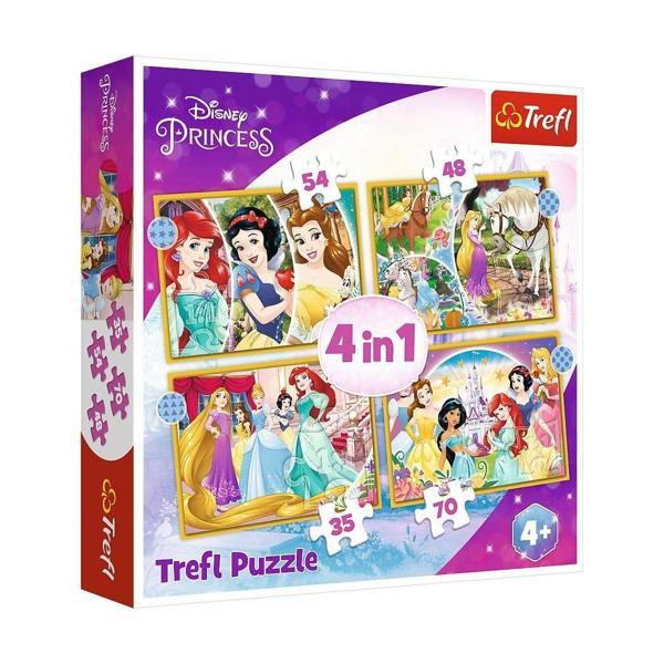 PUZZLE-34385 Disney Princess 4IN1 Puzzle Kız Erkek Çocuk Oyuncak Eğitici Oyuncaklar - Image 1
