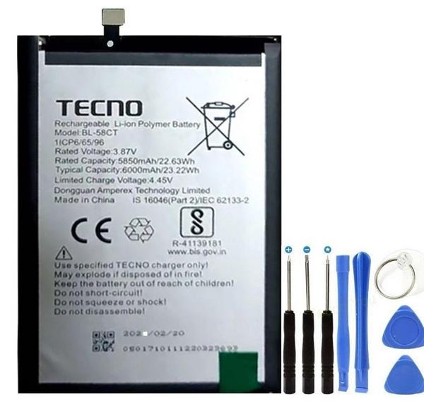 Tecno Spark 7 KF6 Pil Batarya BL-58CT+Tamir Set 6000 mAh - Image 1