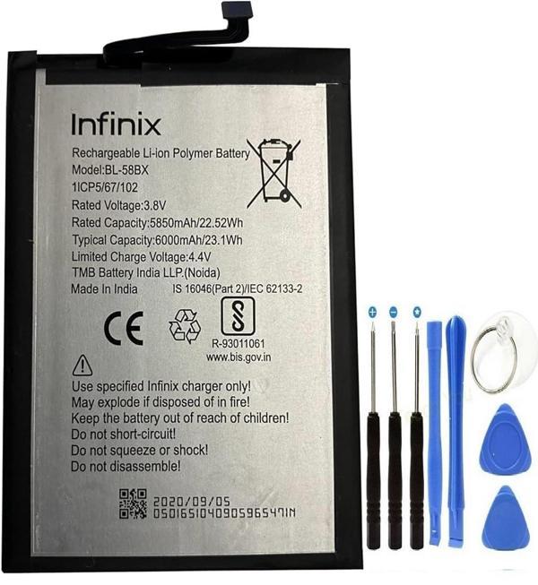 İnifix Hote 9 Play Pil Batarya BL-58BX+Tamir Set 6000 mAh - Image 1