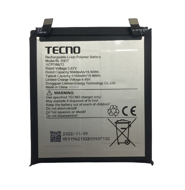 Tecno Phantom X2 Pro Pil Batarya BL-50DT 5160 mAh - Image 1