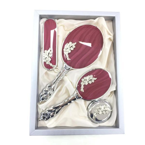 Camomile 4lü Yaprak Desenli Ayna Fırça Seti cm301 - Image 1