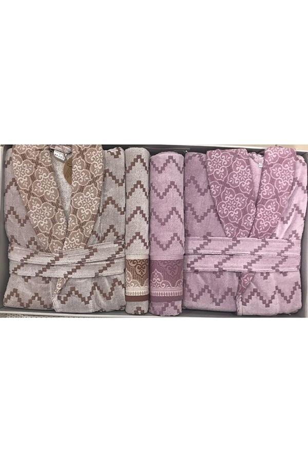 Özdilek Bornoz Takımı Juliette Happy Set Aile Seti 4 Parça - Image 1