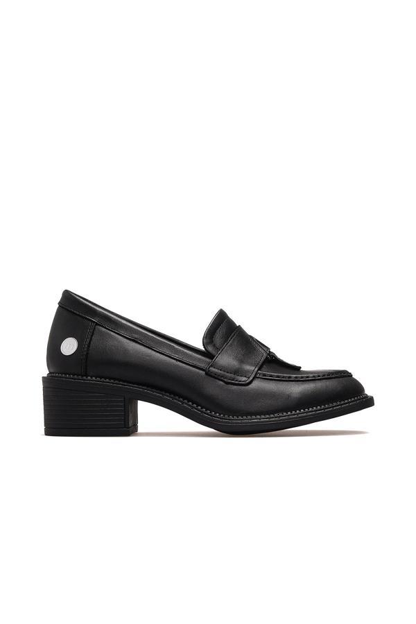 Kadın Hakiki Deri Topuklu Loafer Günlük Ayakkabı 25k D25ka-7210 Z Siyah - Image 1