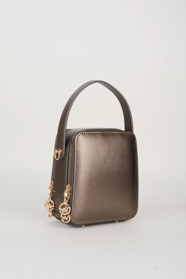 Kadın Hazer Gümüş 3 Bölmeli Astarlı Suni Deri Ayarlanabilir Askılı Fermuar Kapama El Ve Omuz Çantası - Image 1