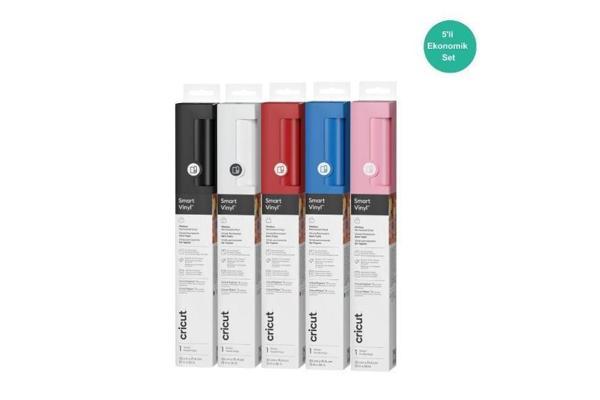 Cricut Smart Kalıcı Vinil Folyo Klasik Renkler 5’li Set (Beyaz, Siyah, Kırmızı, Mavi, Pembe) - Image 1