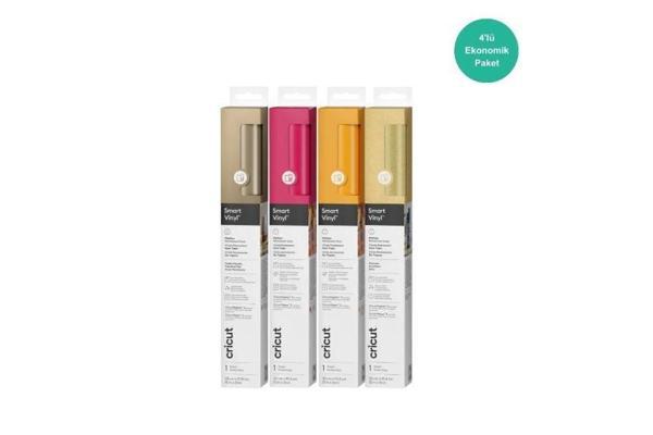 Cricut Smart Kalıcı Vinil Folyo Canlı Renkler 4'lü Set (Şampanya, Parti Pembesi, Sarı, Altın) - Image 1