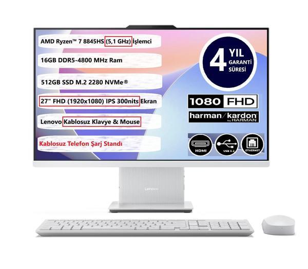Lenovo Ideacentre AIO AMD RYZEN7-8845HS 16GB 512GB SSD 27 FHD IPS Freedos 27" All in One Bilgisayar F0HQ007MTR 4 Yıl Garanti - Image 1
