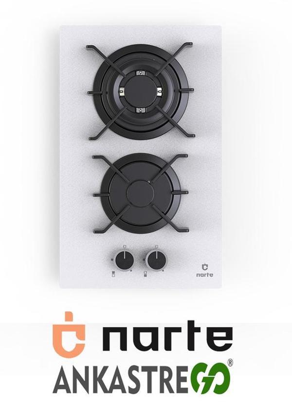 NARTE-CG20030B 30 CM DOMİNO GAZLI 1 GÖZÜ WOKLU OCAK-BEYAZ - Image 1