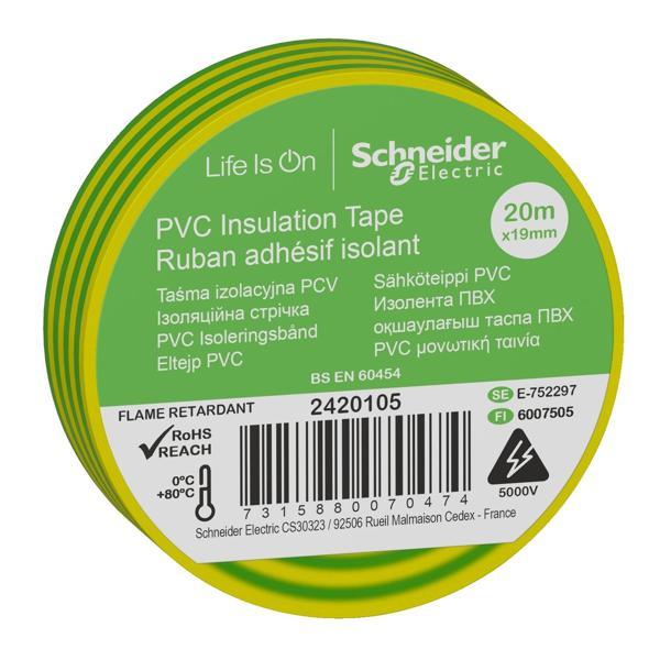 Schneider Electric 2420105 Sarı-Yeşil İzole Bant 19mmx20 Metre 8'li Paket - Image 1