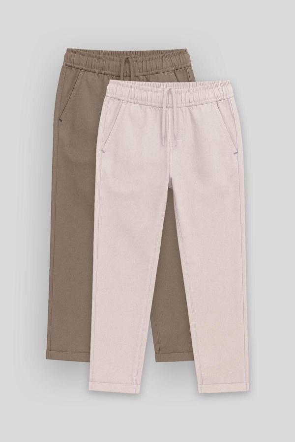 Standart Fit 2li Paket Camel-Taş Erkek Çocuk Chino Pantolon - 11272 - Image 1