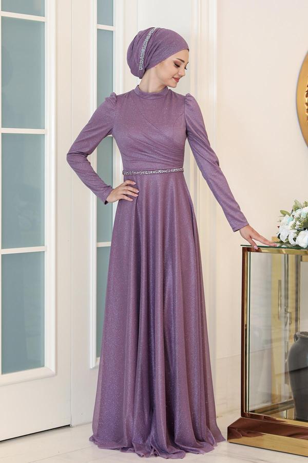 Parıltılı Işıl Tesettür Büyük Beden Abiye - Image 1