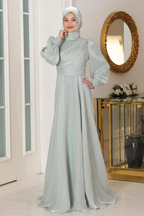 Omuz Detaylı Bahar Tesettür Büyük Abiye - Image 1