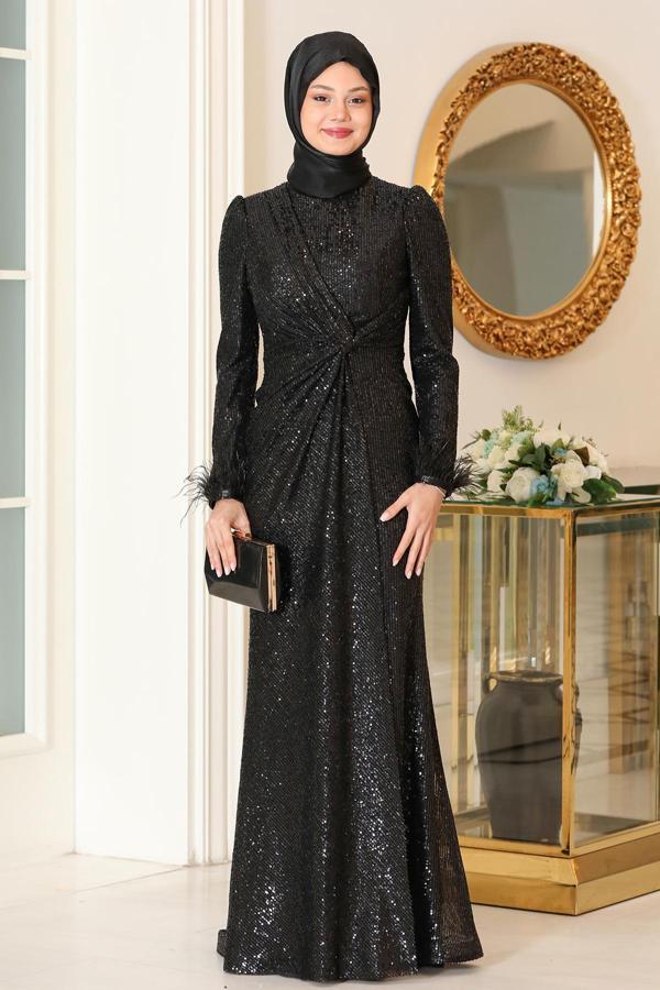 Parıltılı Büyük Beden Hüma Tesettür Abiye - Image 1