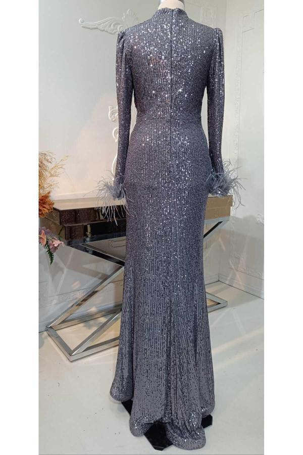 Parıltılı Büyük Beden Hüma Tesettür Abiye - Image 1