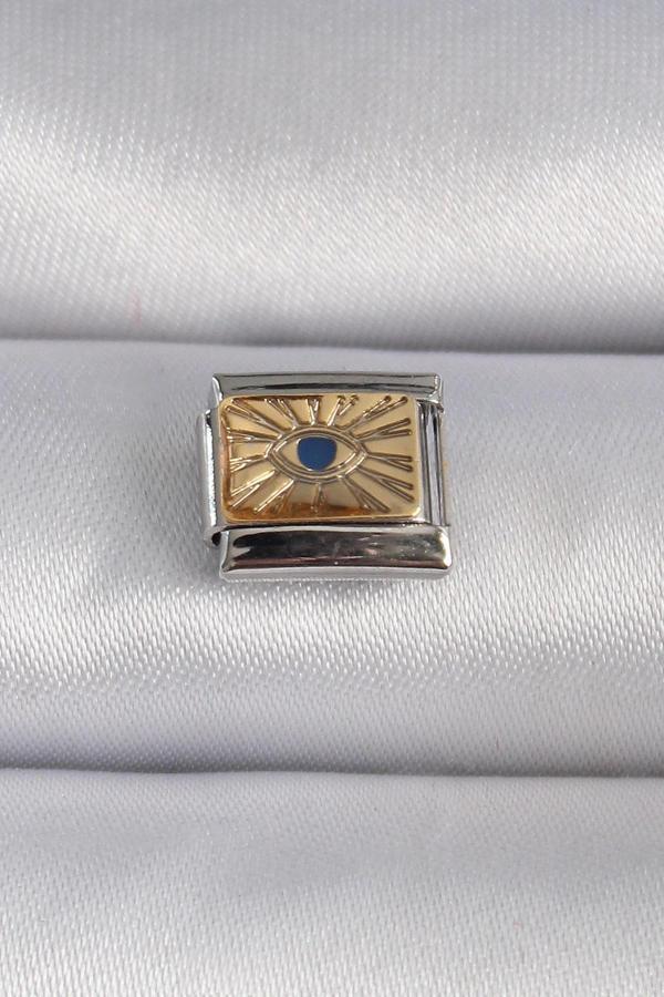 316L Çelik Gümüş Renk Altın Göz İşlemeli Nomination Charm - Image 1