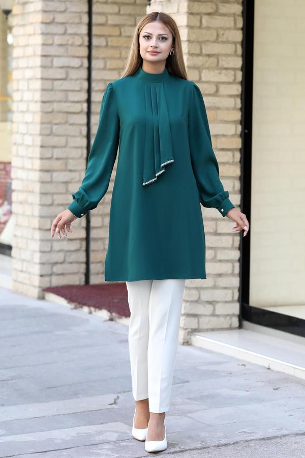 Işıltı Taş Detaylı Büyük Beden Tesettür Takım - Image 1