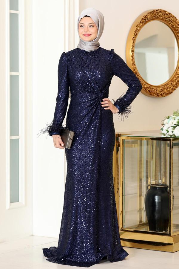 Parıltılı Büyük Beden Hüma Tesettür Abiye - Image 1