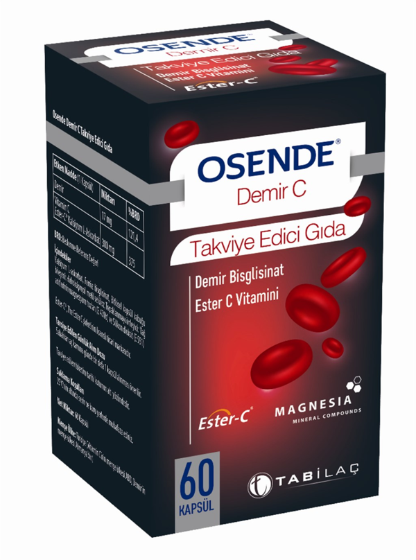 Osende Demir C Demir Ve C Vitamini İçeren Takviye Edici Gıda 60 Kapsül - Image 1