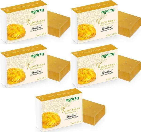 Agarta El Yapımı Doğal Sabun 150GR Kükürt (5 Li Set) - Image 1