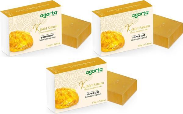 Agarta El Yapımı Doğal Sabun 150GR Kükürt (3 Lü Set) - Image 1