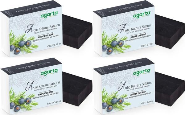 Agarta El Yapımı Doğal Sabun 150GR Ardıç Katranı (4 Lü Set) - Image 1