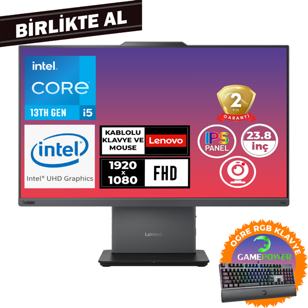 Lenovo ThinkCentre Neo 50A G5 i5-13420H 16GB 512GB SSD 23.8" Fdos + Gaming Klavye 12SC002WTR 030 - Image 1