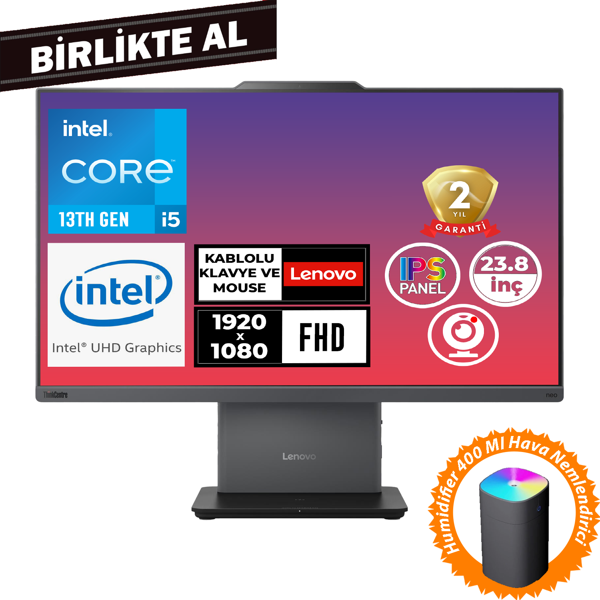Lenovo ThinkCentre Neo 50A G5 i5-13420H 32GB 512GB SSD 23.8" Fdos + Hava Nemlendirici 12SC002WTR 032 - Image 1