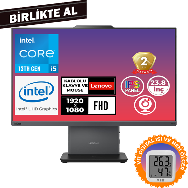 Lenovo ThinkCentre Neo 50A G5 i5-13420H 32GB 512GB SSD 23.8" Fdos + VIT Termometre 12SC002WTR 035 - Image 1