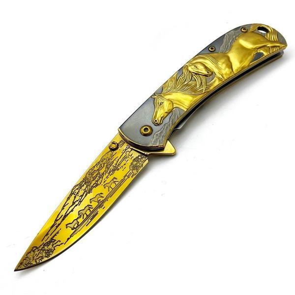 Columbia Company Gold At Gravür Işlemeli Çakı - Image 1