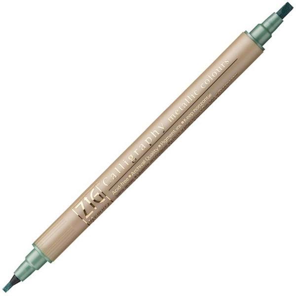 Supertrend Çift Uçlu Yaldızlı Kaligrafi Kalemi 2 mm. + 3.5 mm. 121 Metallic Green - Image 1