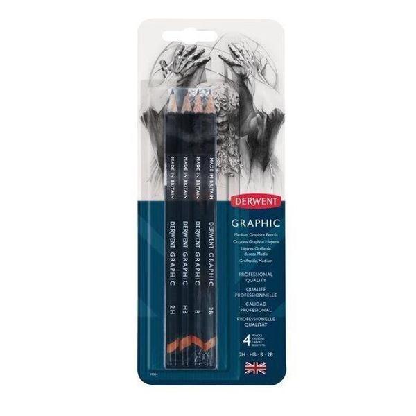 Supertrend Graphic Pencils Dereceli Kalem Karakalem Eskiz Çizim Seti Medium (Designer) 4'lü Blister - Image 1