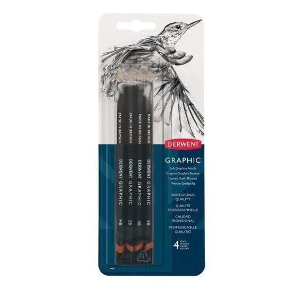 Supertrend Graphic Pencils Dereceli Kalem Karakalem Eskiz Çizim Seti Soft (Sketching) 4'lü Blister - Image 1