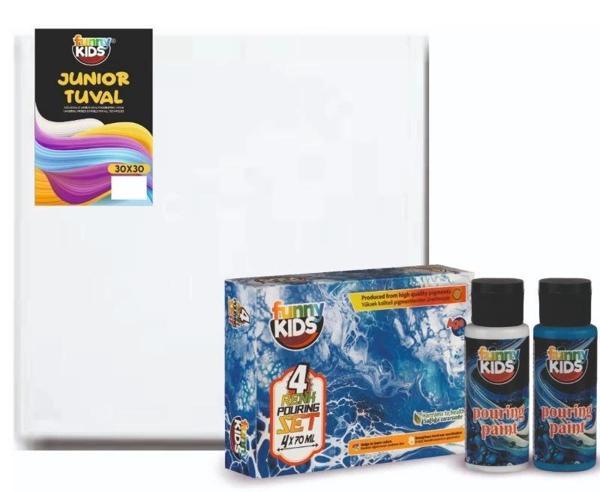 Supertrend Junior Seri Tuval 30x30 Cm. + 60 Cc. x 4 Renk Supertrend Pouring Boya Set - Image 1