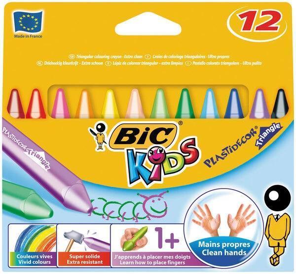 Supertrend Kids Plastidecor Triangle Elleri Kirletmeyen Üçgen Jumbo Mum Pastel Boya 12 Renk - Image 1