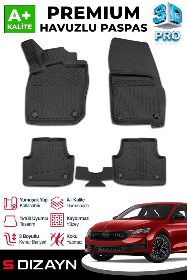 S-Dizayn Skoda Octavia 4 A8 E-Tech 3D Pro Havuzlu Paspas 2024 Üzeri A+ Kalite - Image 1