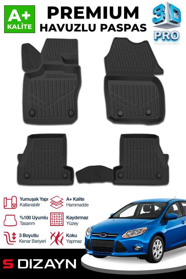 S-Dizayn Ford Focus 3 3D Pro Havuzlu Paspas 2011-2014 A+ Kalite - Image 1