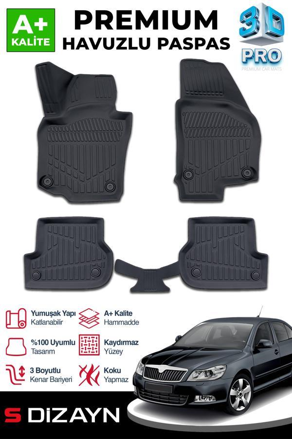 S-Dizayn Skoda Octavia 2 3D Pro Havuzlu Paspas 2004-2013 A+ Kalite - Image 1