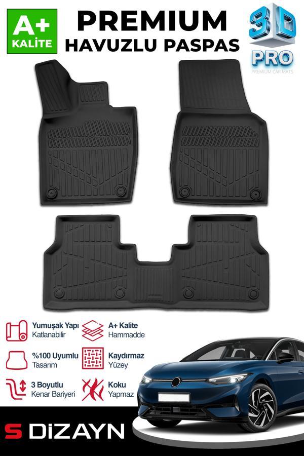 S-Dizayn VW ID7 3D Pro Havuzlu Paspas 2025 Üzeri A+ Kalite - Image 1