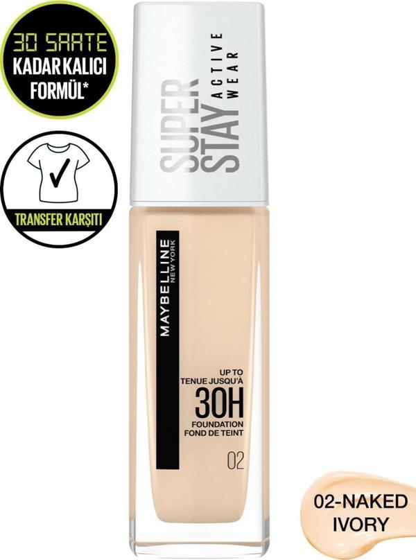 Maybelline New York Superstay Active Wear Fondöten - 02 Naked Ivory - Image 1