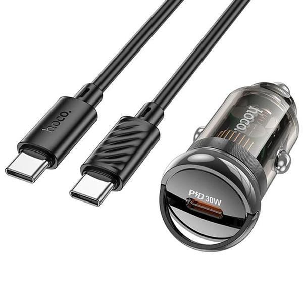HOCO Z53 Sight Single PD30W Type-C Girişli Araç Çakmaklık Hızlı Şarj Aleti + Type-C to Type-C Kablo- - Image 1