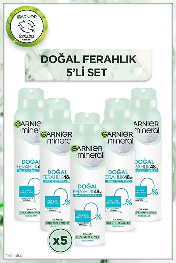Garnier Mineral Doğal Ferahlık Sprey Deodorant 150 ml x 5 Adet - Image 1