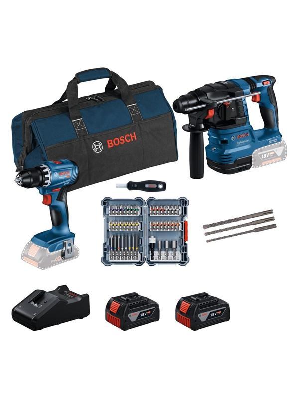 Bosch Gsr 18V-45 Akülü Vidalama + Gbh 18V-22 Kırıcı Delici 2 x 4 Ah Akülü Kombo Set 0615V0003D - Image 1