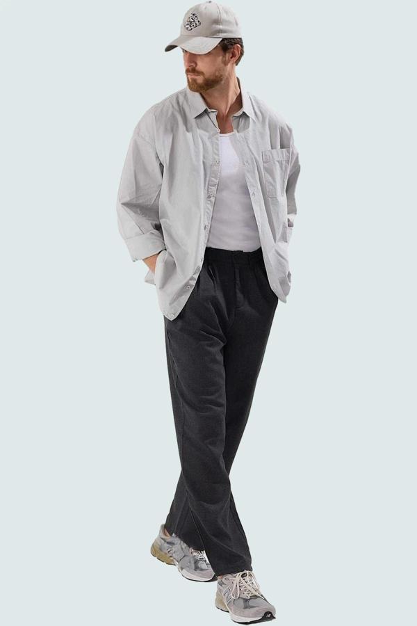 Erkek Bol Paça Wide Leg Pantolon Günlük Kullanım İçin Rahat Hafta Sonu Yaz Aylarının Vazgeçilmezi - Image 1